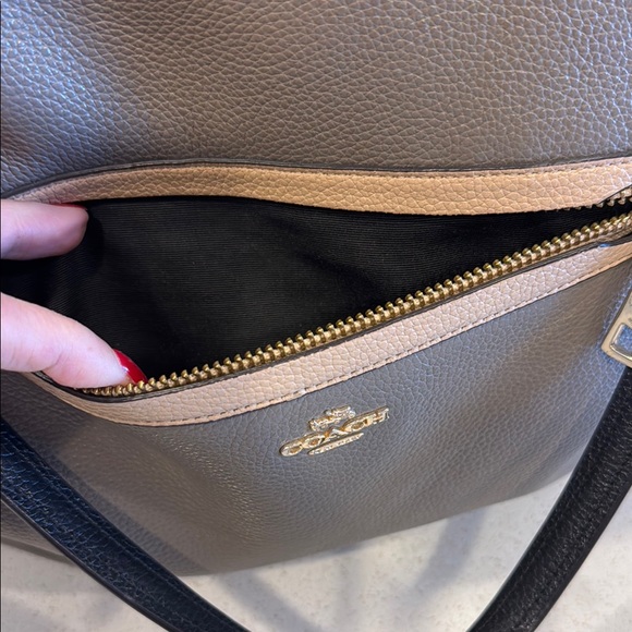 Coach Black and Brown Leather Colorblock Tote (Like New) - Picture 10 of 12